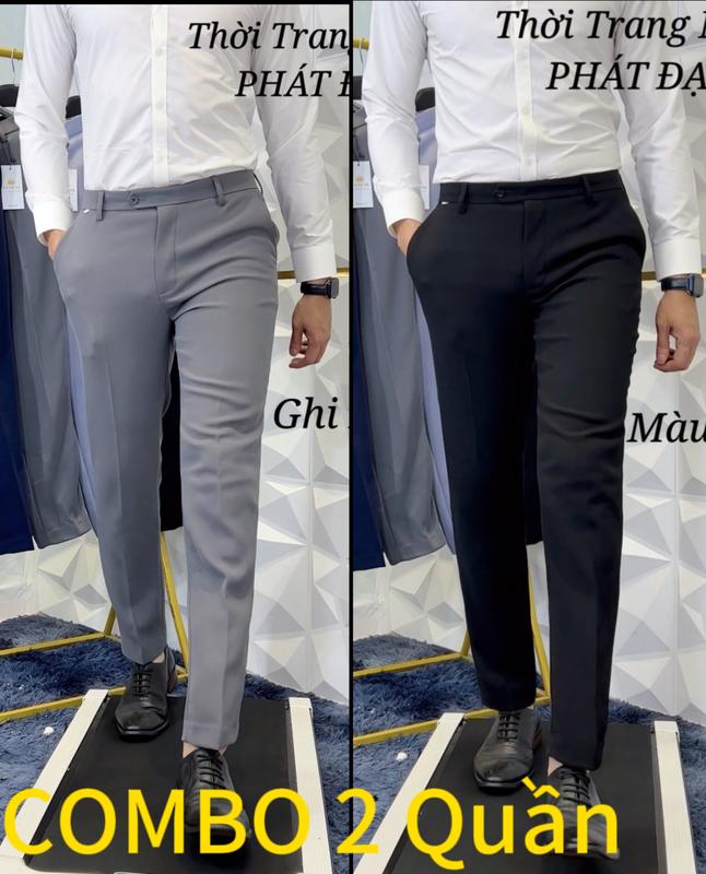 COMBO ( ĐỦ COMBO ) 2 Quần tây - Quân âu nam  - Chất liệu Cotton dày dặn, co giãn, form ống côn Hàn Menswear Thun Pants Ong Nhung