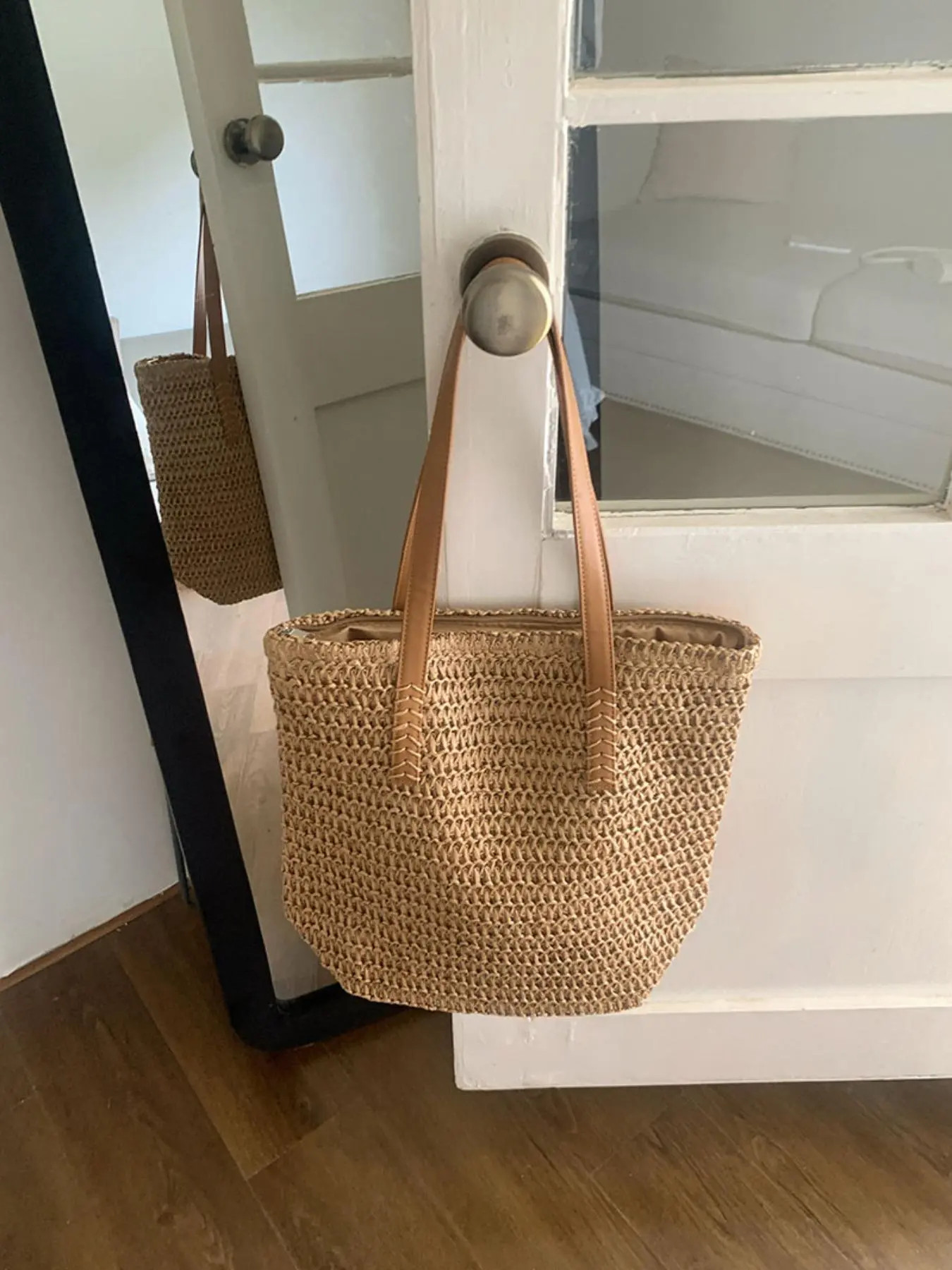 Women's Fashionable Straw Shoulder Bag, Large Capacity Tote Bag for Beach Vacation, Casual Trendy Versatile Commuting Bag, Girl Fashionable Shopping Bag