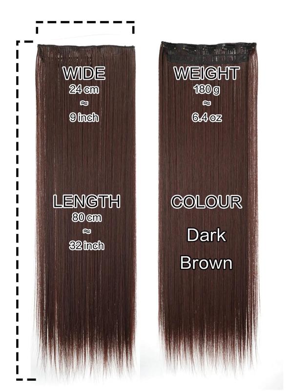 Natural Straight Hair Extension, Long Straight Synthetic Clip-in Hair Extensions, Heat Resistant Synthetic Hair Extension for Women 6