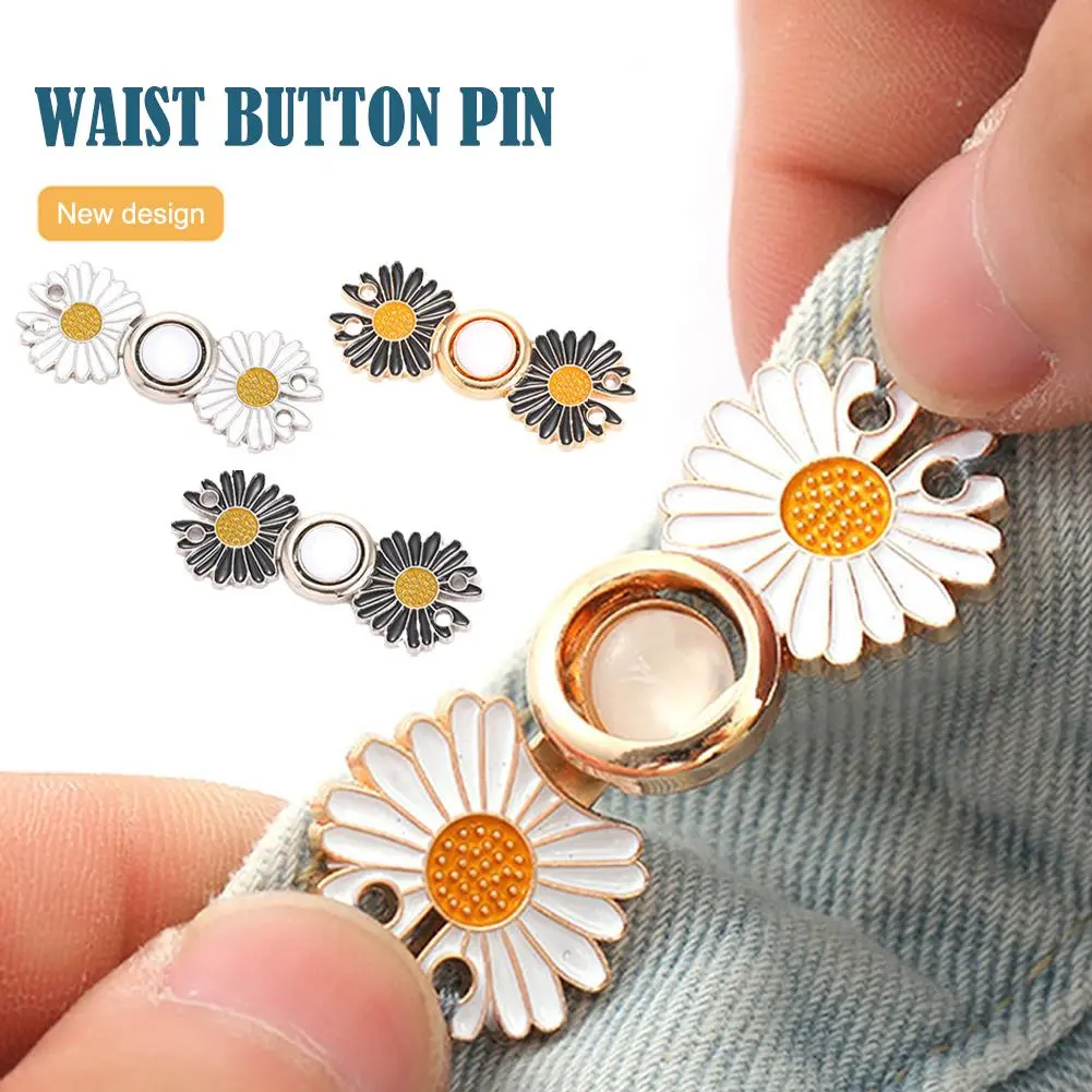 Flowers Waist Button Removable Brooch Jeans Waist Size Reduction Accessories Fashion U4F7