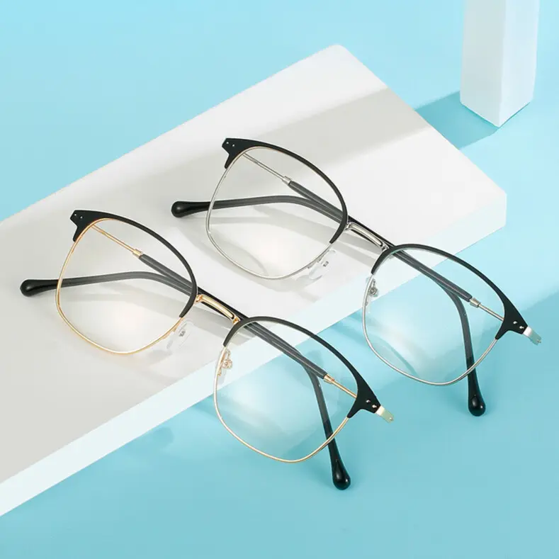 Kacamata Lensa Photoctomic + Anti radiasi model Kotak Pria Wanita Frame Besi Alloy Photoctomic Eyewear Glasses Photocromic 0