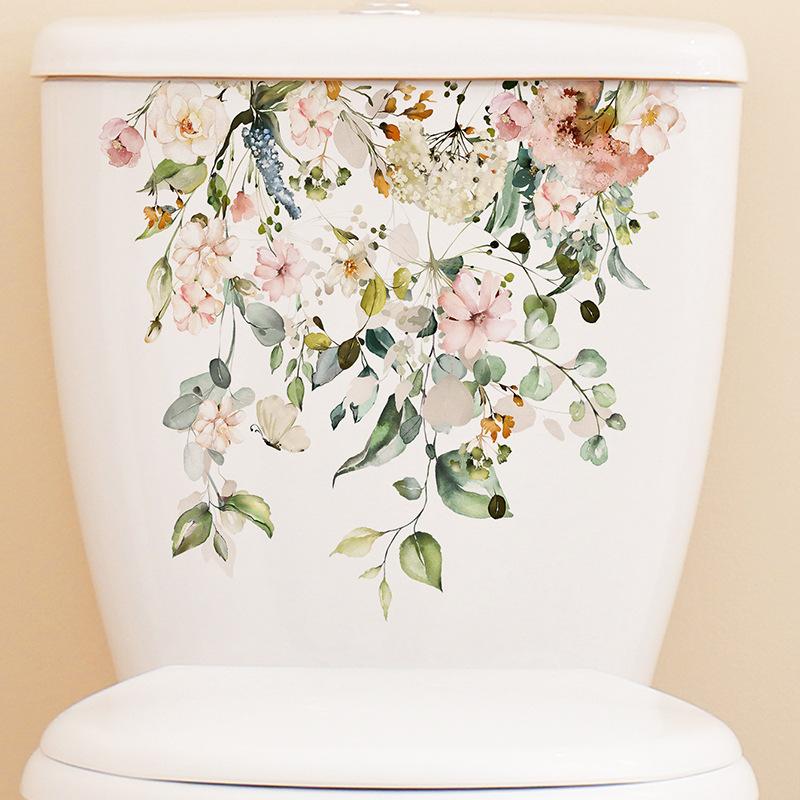 Product Introduction of Green Plant Leaves Flowers Toilet Stickers Self-Adhesive Toilet Lid Stickers Bathroom Wall Sticker Toilet Cover Decor Decal 19