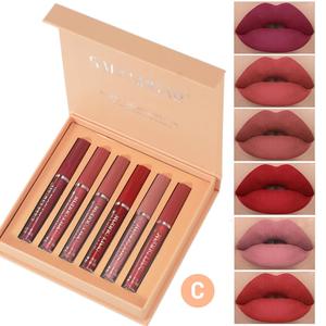 Gincu Cecair Matte Tahan Lama Non-stick Cup Jepun, 6 Counts/set Velvet Matt Finish Liquid Lip Gloss, Lip Stick Mudah Mewarna, Aksesori Solekan Perempuan & Wanita