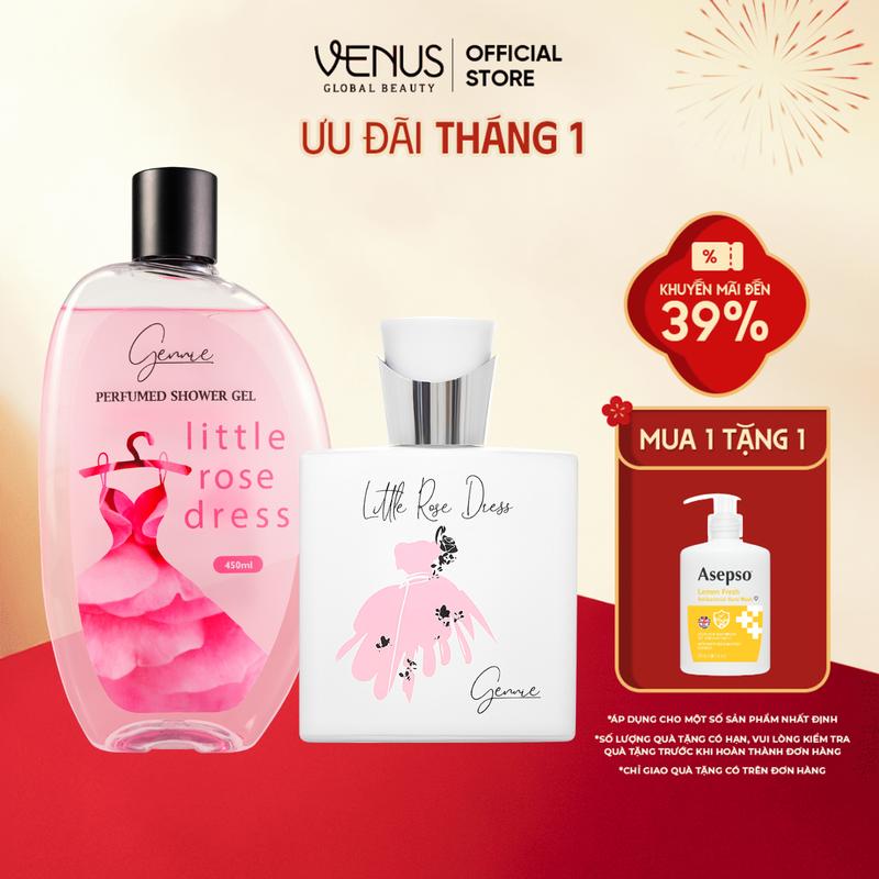  Bộ Đôi Nước Hoa 50ml Và Sữa Tắm Nữ Gennie Little Dress 450ml Hương Thơm Quyến Rũ Lưu Hương Đến 8H 
