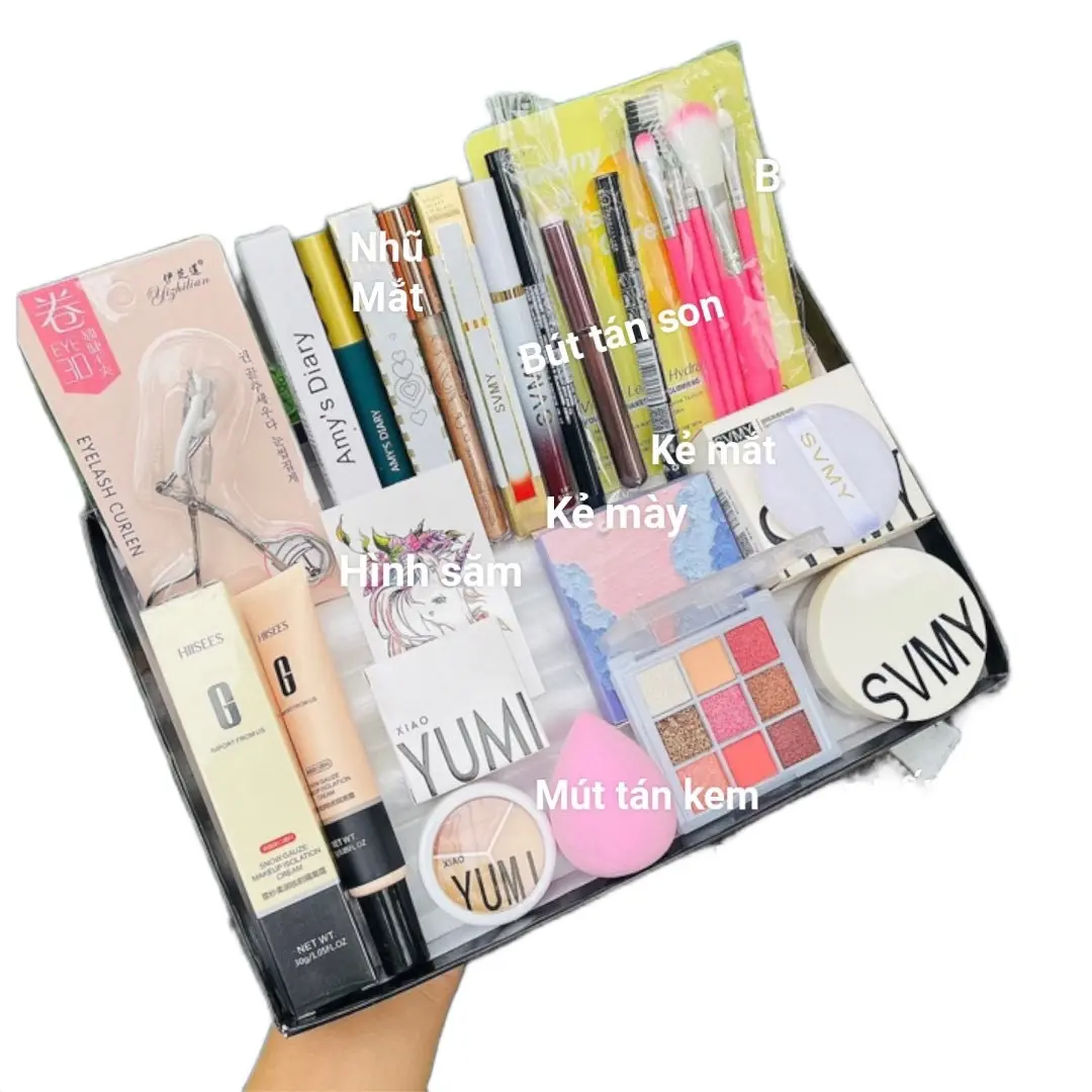 Bộ Trang Điểm,Make,up SVMY Cơ Bản Cho Người Mới Tập Make,up 14 Món E2 Bộ trang điểm mặt Mỹ Phẩm Son Son Môi