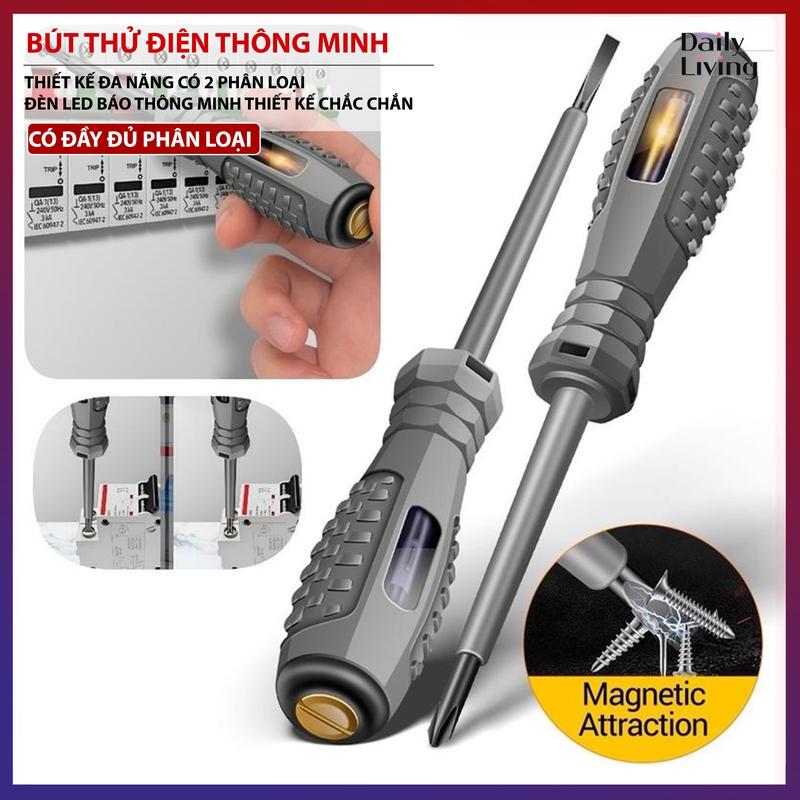 Bút Thử Điện Thông Minh Kiêm Tô Vít Loại 4 Cạnh Có Đèn Báo Thông Minh Thiết Kế Chắc Chắn Tiện Dụng