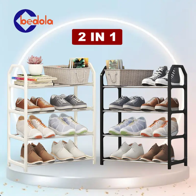 Bedola combo 2 in 1 (COD) 2 set rak sepatu susun rak sandal 4 tingkat 1