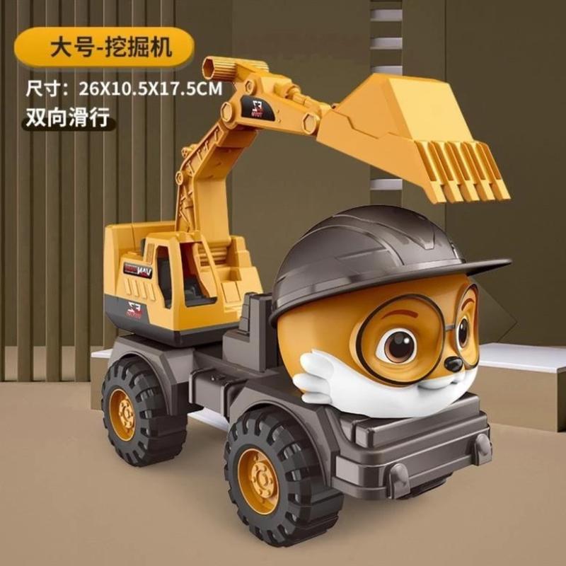 Xe đồ chơi, Xe ben chở cát, Xe móc, xe cần cẩu công trình, xe trộn bê tông cỡ lớn mô hình nhân vật Sóc Sushop 6