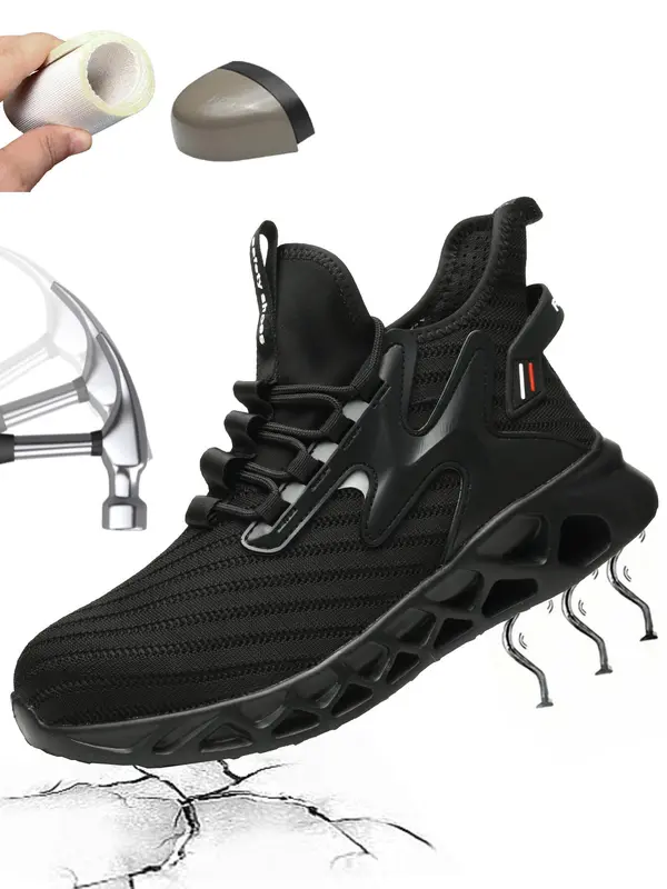Men's Steel Toe Work Shoes, Casual Comfortable Breathable Anti-impact Anti-puncture Safety Shoes, Fashionable Shoes for Daily Wear 0