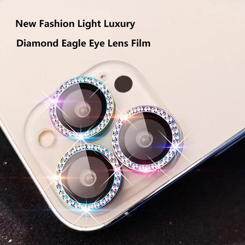  Vòng Bảo Vệ Ống Kính Kính Cường Lực Kim Cương Lấp Lánh Dành Cho iPhone 15 14 13 12 11 Pro Max Mini Và 14 15 Plus Phụ Kiện 
