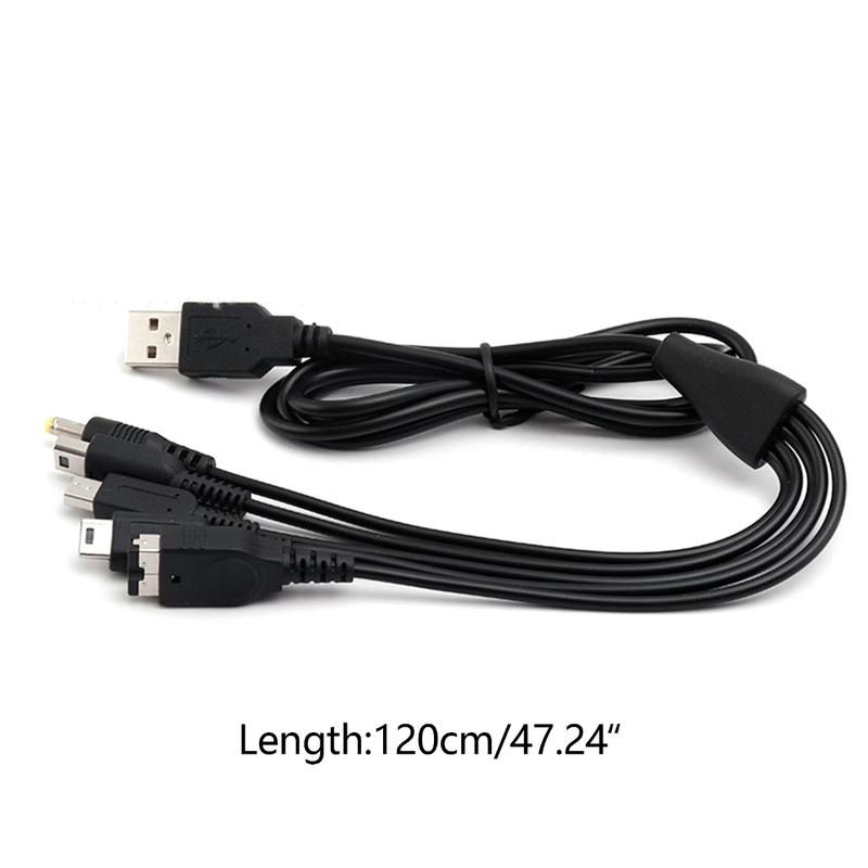 5 in 1 Charge Cable Cord for NDSL/WiiU/New 3DS XL 3DS XL 2DS DsiXL for NDS/GBASP/PSP1000 2000 3000 USB Charger 3