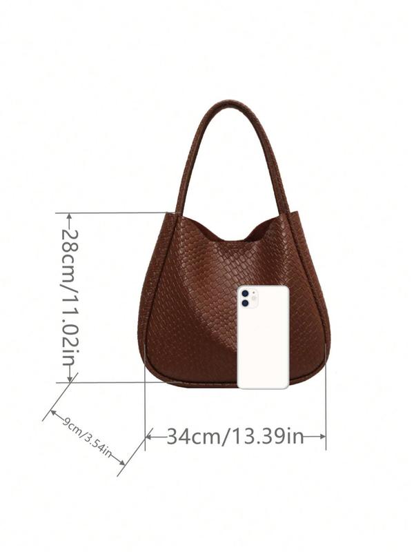 Women's Braid Design Shoulder Bag, Fashionable Large Capacity Pu Leather Bag for Work & Daily Used, Casual Trendy Versatile Daily Commuting Bag, National Day Offers,  Tote Bag for Women 3