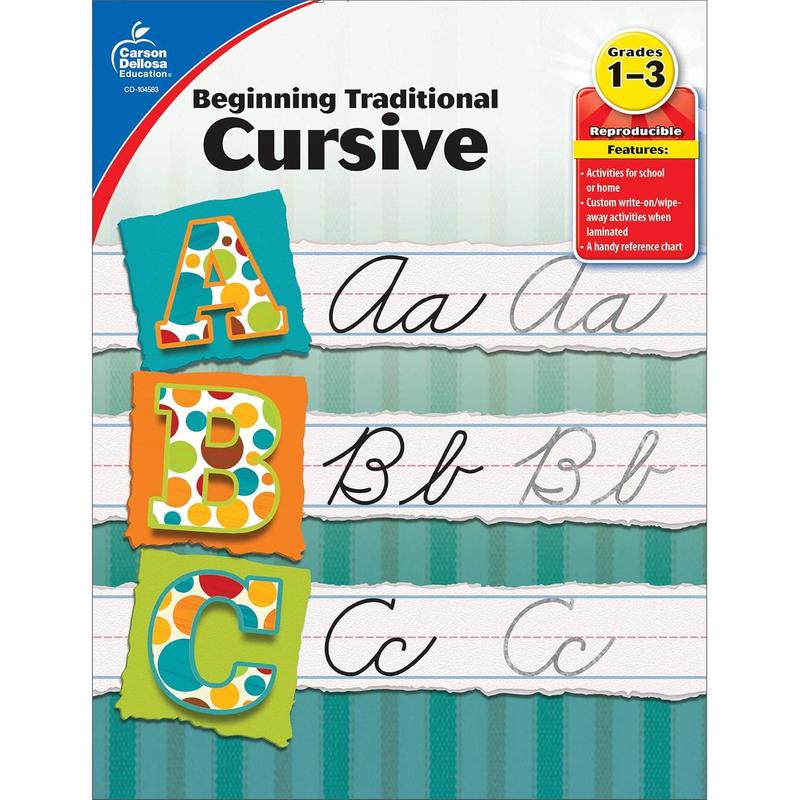 Carson Dellosa Grades Beginning Traditional Cursive Handwriting ...