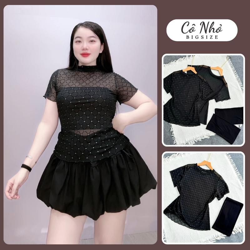Set Áo Thun Lưới Nữ Bigsize (Kèm Áo Ống) Co Giãn Mềm Thoải Mái Sành Điệu Mẫu A242