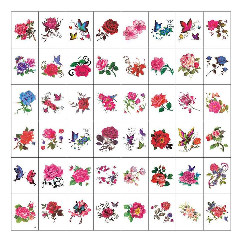 Product Introduction of 20/50pcs Waterproof Tattoo Sticker Sexy Simulation Flower Butterfly Ankle Clavicle RoseTattoo Sticker 36