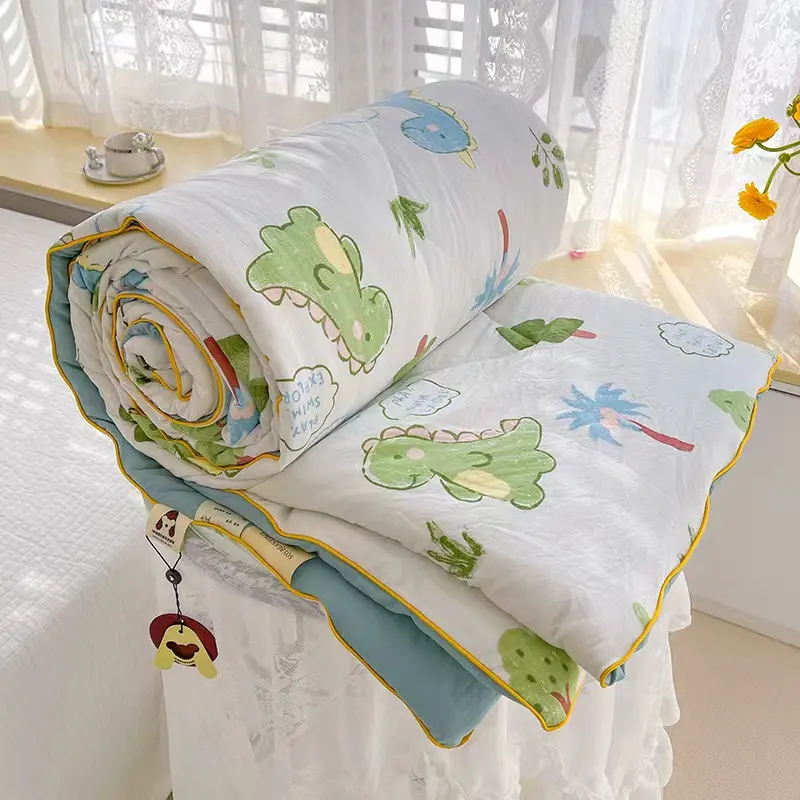 Chăn Hè Cotton Xơ Đũi Đậu Nành Kích Thước 1m9x2m1 Họa Tiết Động Vật chan xoduidaunanh
