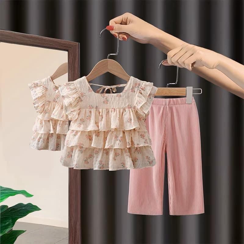 Bộ tiểu thư sang chảnh xinh xắn cho bé gái     bộ quà tặng set bộ  zip thỏ hey len nỉ quần nơ hoa áo cộc khoác baby three tăm   chobé