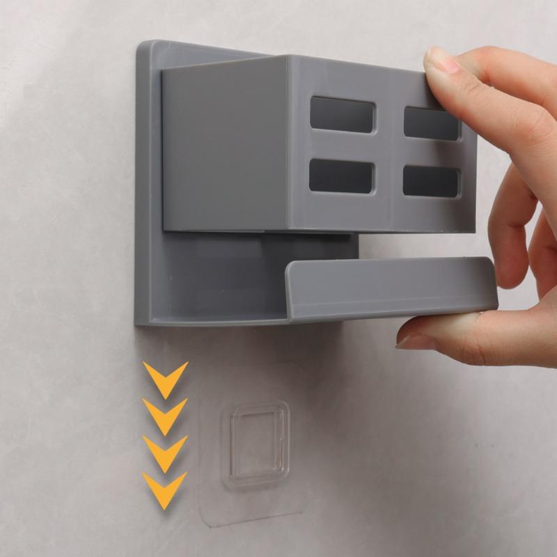 Product Introduction of Wall Mounted No-punching Storage Racks Household Bathroom Sundries Sorting Box Self Adhesive Plastic Kitchen Organizers Supplies 21