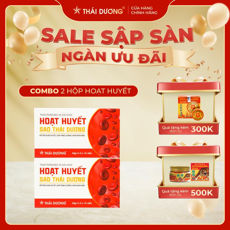 COMBO 2 Hộp Hoạt Huyết Sao Thái Dương (2 vỉ x 15 viên) hỗ trợ hoạt huyết, hỗ trợ tăng cường lưu thông khí huyết
