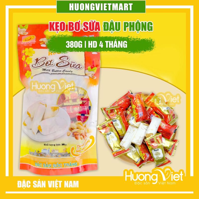Kẹo bơ sữa đậu phộng Tân Huê Viên kẹo kéo hay kẹo dồi lạc 380gr