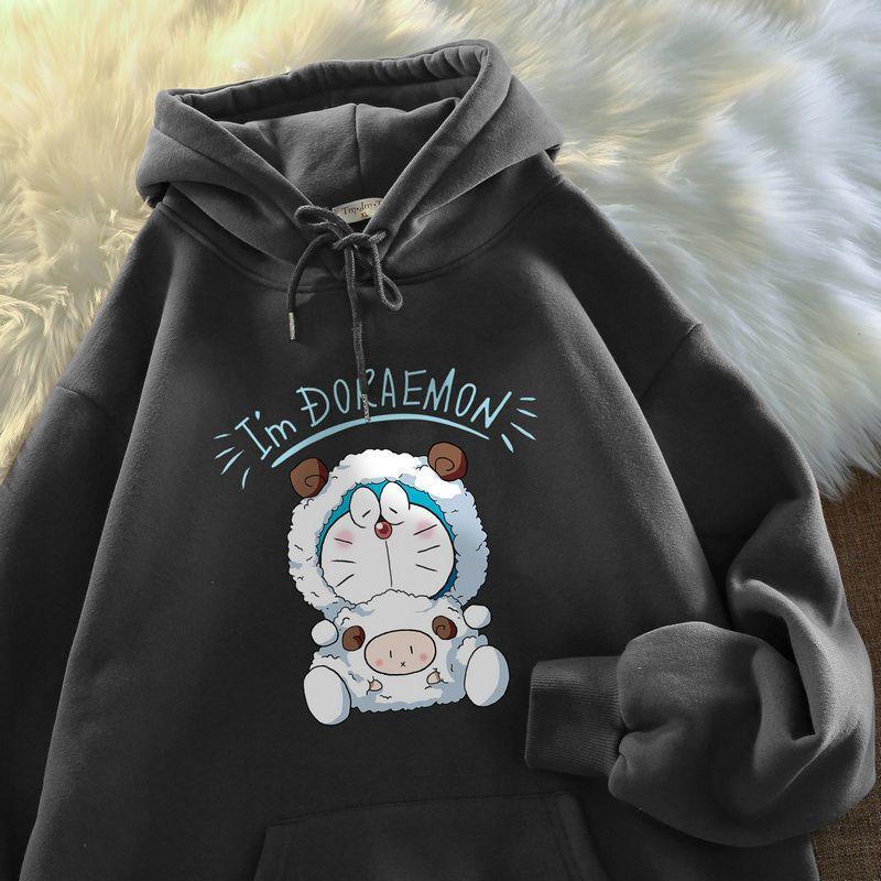 Áo Len Có Mũ Doraemon Cho Người Nổi Tiếng Trên Internet, Trang Phục Cặp Đôi, Ins, Mùa Thu Và Mùa Đông, Đa Năng, Thường Ngày, Áo Khoác Rộng, Áo, Thời Trang Nam Và Nữ 1