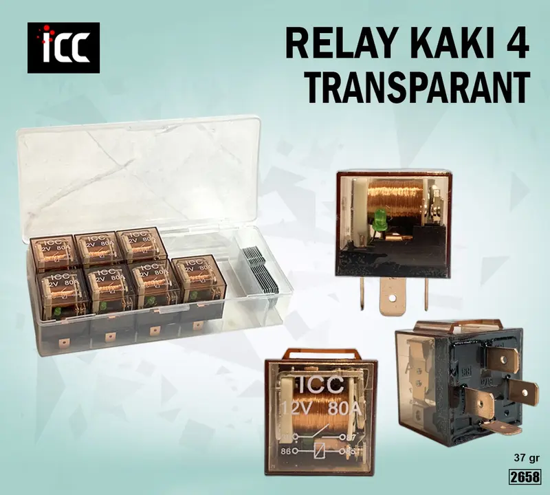 ICC Relay Kaki 4 Transparan 12V untuk Klakson dan Lampu - Isi 10 Pcs - Motorcycle 4