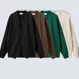 Áo khoác cadigan trơn nỉ bông basic nam nữ phong cách mặc cực chất - Jacket, Menswear