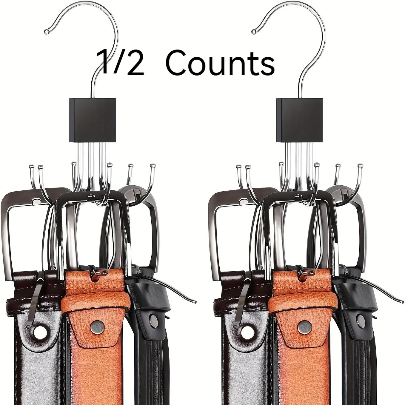 Belt Hanger, 1/2 Counts 360° Rotating Belt Hanger, Durable Belt Storage Rack, Home Hanging Organizer for Belts, Scarves, Ties, Tank Tops, Bras