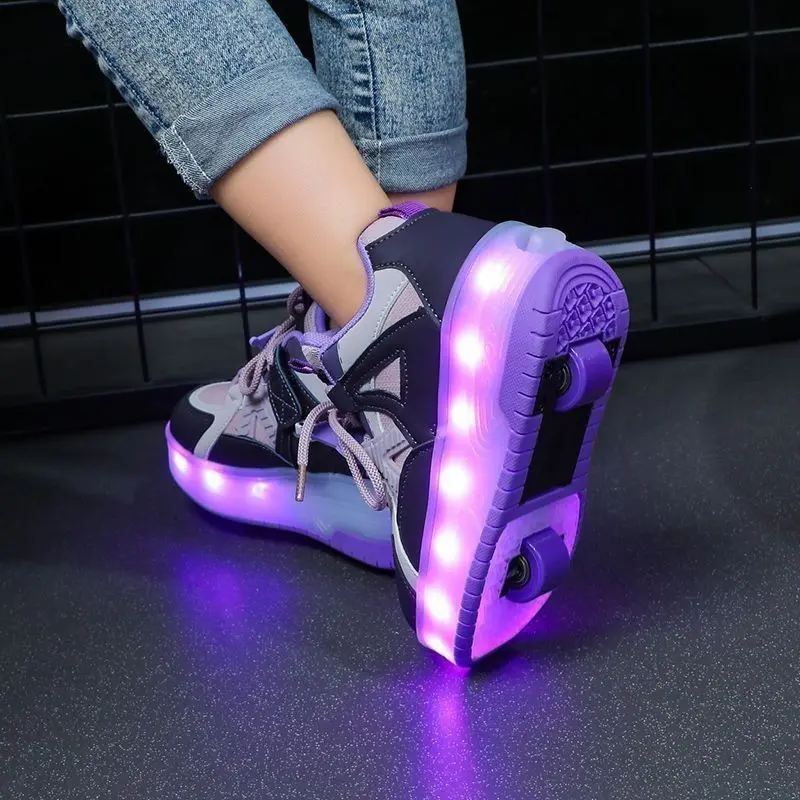 Heelys, Giày Trượt Băng Cho Bé Gái, Phong Cách Clow M, Bánh Đôi, Có Thể Tự Động Nhận, Thích Hợp Cho Học Sinh, Nhẹ, Có Đèn, Hàng Mới Về Năm 2024 6