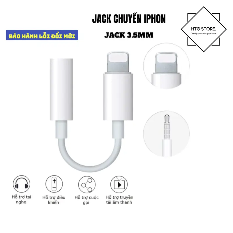 JACK CHUYỂN ĐỔI ( IP RA 3.5MM ) DÙNG CHO TAI NGHE CÓ  KẾT NỐI Bluetooth CÓ ĐÀM THOẠI QUA MIC NGHE NHẠC XEM PHIM  [ KHÔNG DÙNG CHO LIVE VÀ CHƠI GAME ] 0