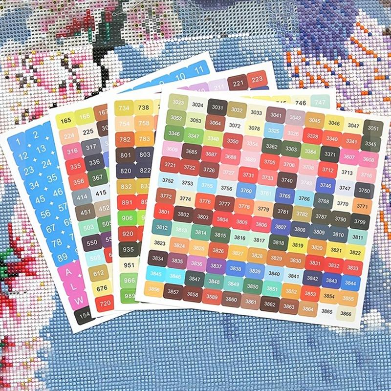 Colorful Number Stickers, 4 Sheets Colorful Number Label, DIY Sticker Accessories for Home Decoration, Diamond Art Painting Labels 2
