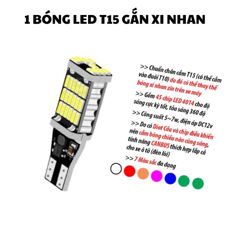 VG191 1 dèn LED T15 gắn xi nhan xe máy xe côn tay tay ga dùng nguồn 12 volt Phụ Kiện Phụ Tùng