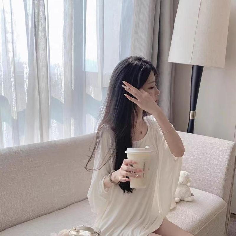 Product Introduction of Bộ Đồ Ngủ Dáng Rộng Vừa Vặn, Dài Trung Bình Áo Sơ Mi Chống Nắng Mùa Hè Trễ Vai 5