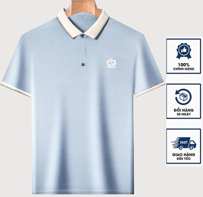 Áo thun Polo nam thêu Logo H vải cá sấu cotton co giãn 4 chiều cực kỳ sang trọng 7