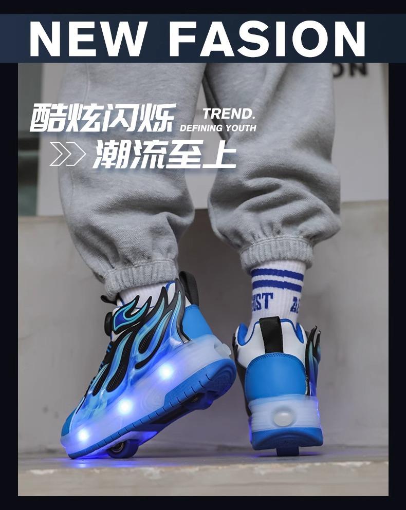 Product Introduction of In Stock Children's Heelys Detachable Skate Shoes Boys and Girls Roller Skates Heelys Boys 2024 New Summer Children's Pulley Sneaker Skates Double Wheel Breathable Walking Shoes Boys 4
