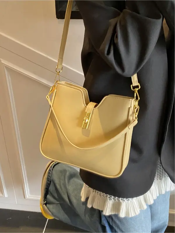 Women's Solid Color Shoulder Bag, Fashionable Minimalist Underarm Bag for Daily Used, Casual Trendy Versatile High-quality Daily Commuting Bag 7