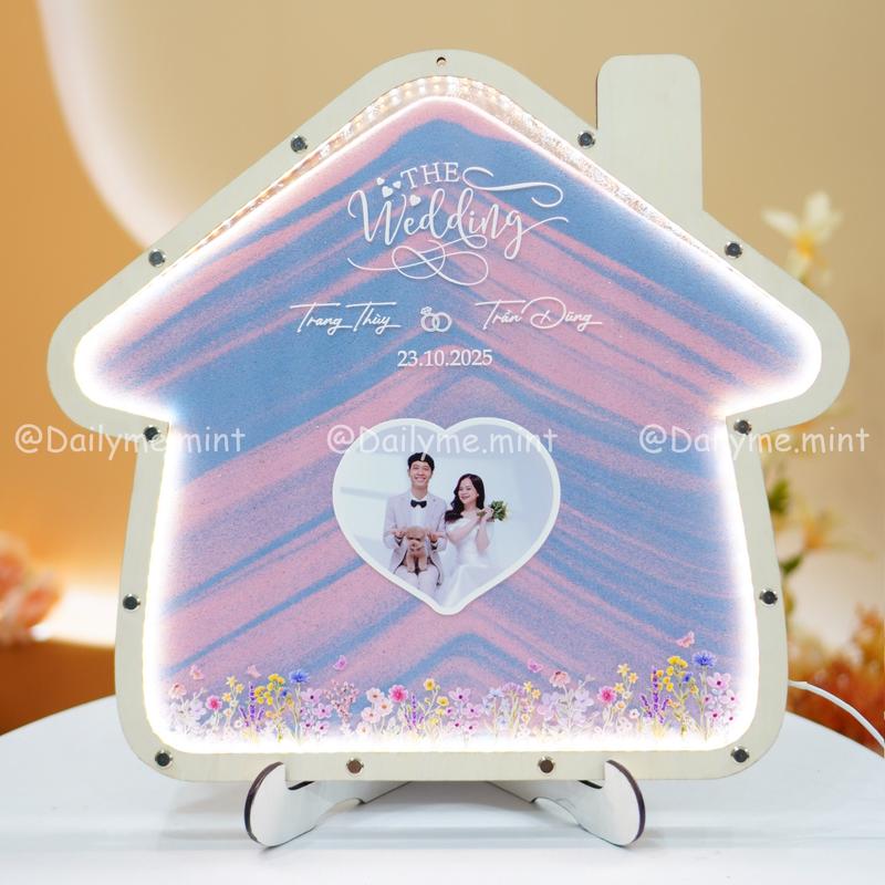 Tranh Rót Cát Ngày Cưới Có Đèn Hình Ngôi Nhà Nấm - Dailymemint