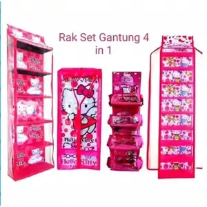 satu set rak gantung 4 for in 1 Rak Set 4in1 Gantung Karakter Full Resleting ( Rak Sepatu / Rak Tas / Rak Jilbab /rak kosmetik) dinding