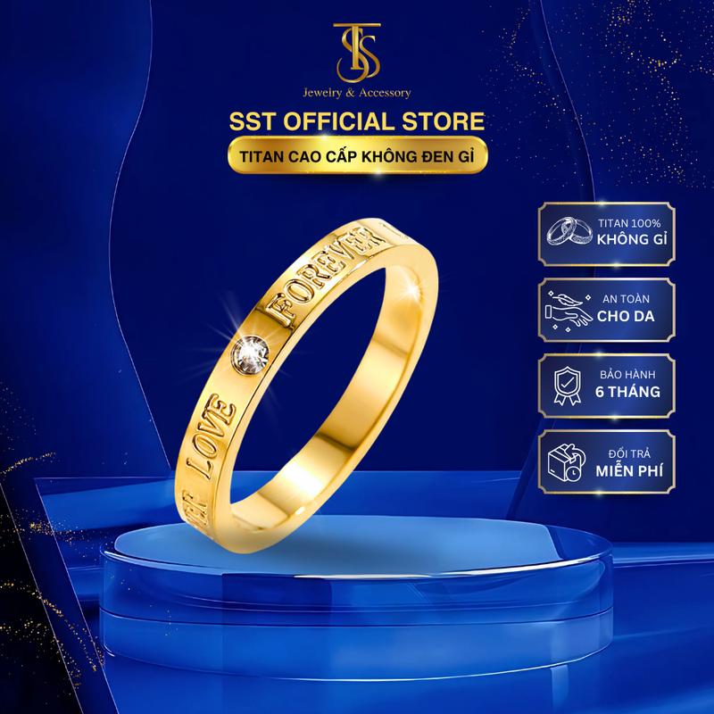 Nhẫn Titan khắc chữ Forever Love không đen không gỉ N192