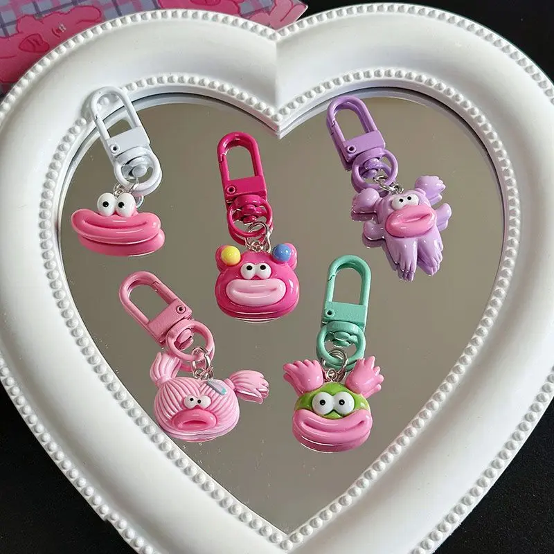 Ugly Cute Big-Mouthed Baby Keychains Funny Sausages Mouths Cartoon Pendants Keyring Bags Pendants Fun Gift Keyring Ornament Accessories