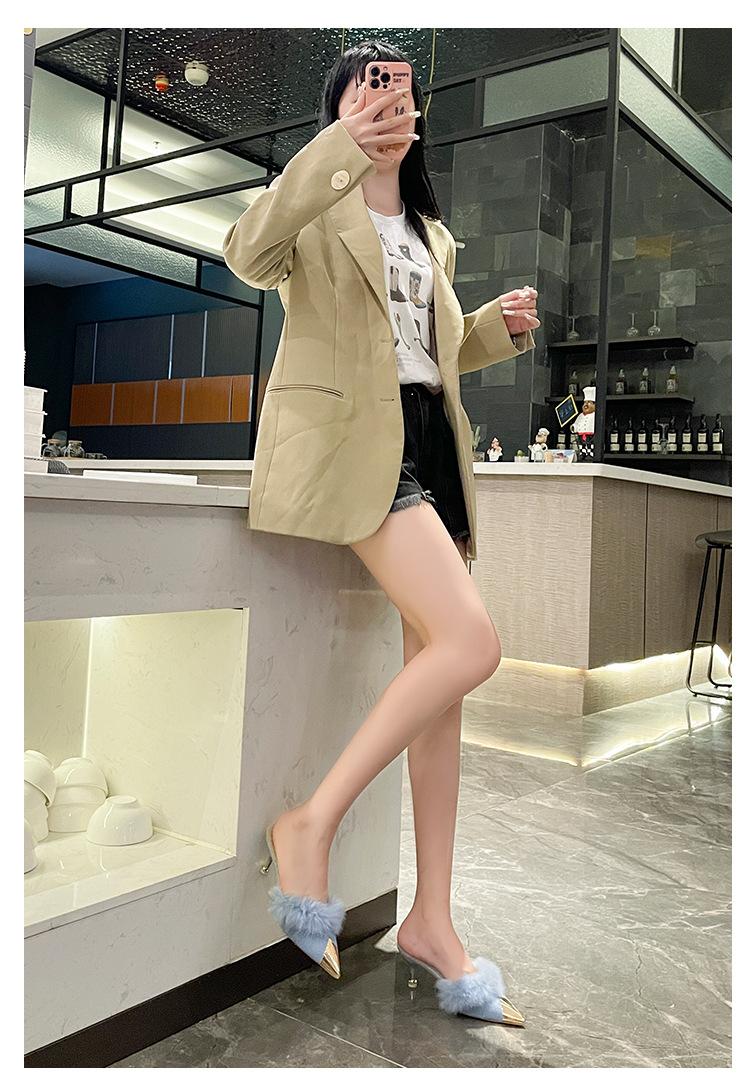 Product Introduction of Dép Lê Có Tóc Baotou, Dành Cho Nữ, Phong Cách Mới 2024, Mũi Nhọn, Mũi Kim Loại, Gót Mỏng, Ngọt Ngào Và Thanh Lịch, Thích Hợp Cho Phong Cách Lười Biếng Và Nửa Trái Tim 27