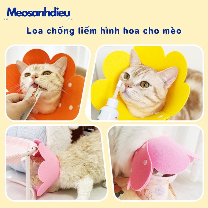 Loa Chống Li iếm Cho Mèo - Vòng Cổ Chống Li iếm Siêu Nhẹ Hình Bông Hoa