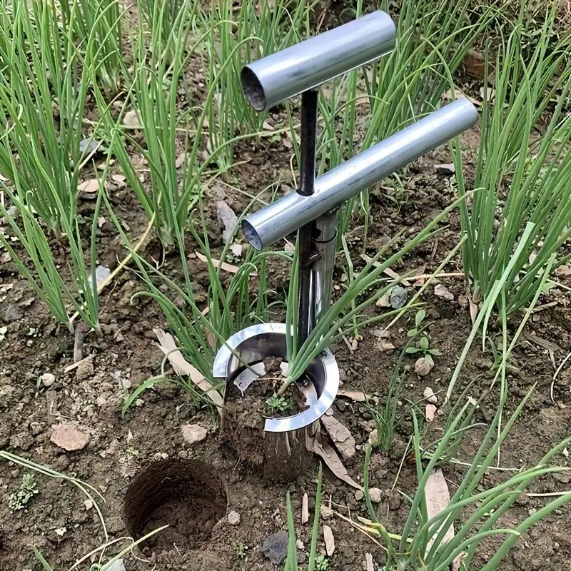 Stainless Steel Garden Transplanting Tool, Handheld Durable Manual Planter for Fruit Trees, Flowers, and Vegetable Seedlings 3