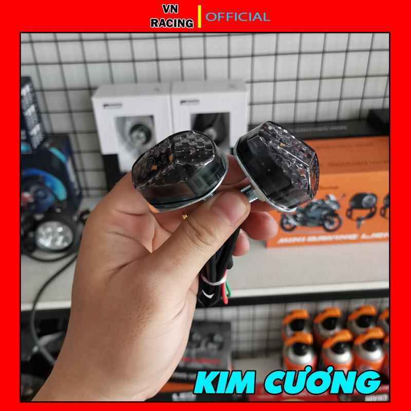 Đèn xi nhan xe máy Hidu mẫu kim cương con bọ lắp trước sau cho xe Winner X, Exciter, Msx, Gsx, Cbr