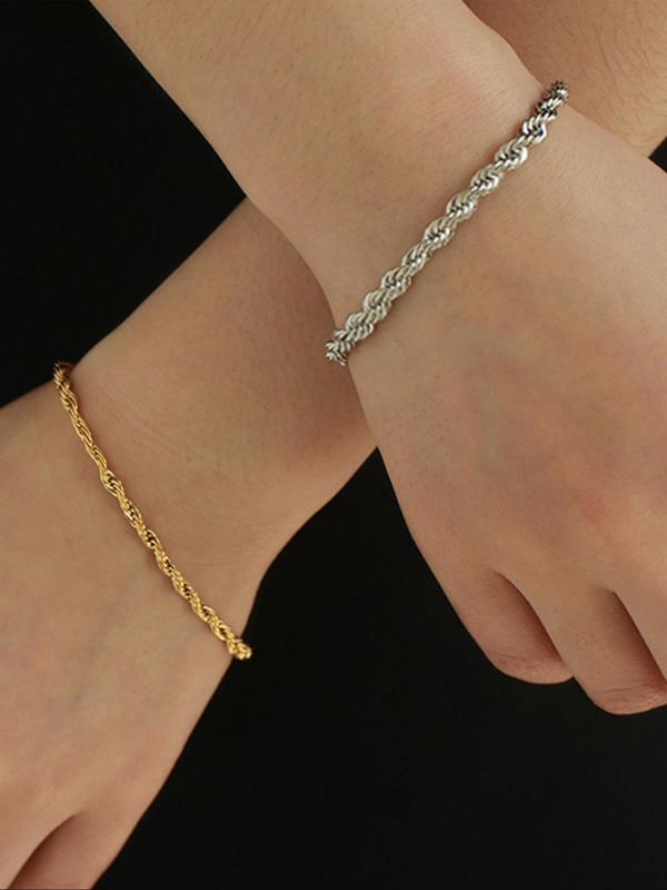 Stainless Steel Twist Design Bracelet, Fashionable Jewelry for Couple, Trendy All-match & Exquisite Jewelry for Birthday Gift, Valentine's Day, Gift 3