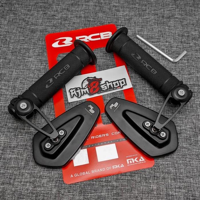 PAKET 2IN1 HANDGRIP RCB HG55 + SPION JALU OVAL COCOK UNTUK SEMUA MOTOR - GRIP RCB+SPION OVAL 0