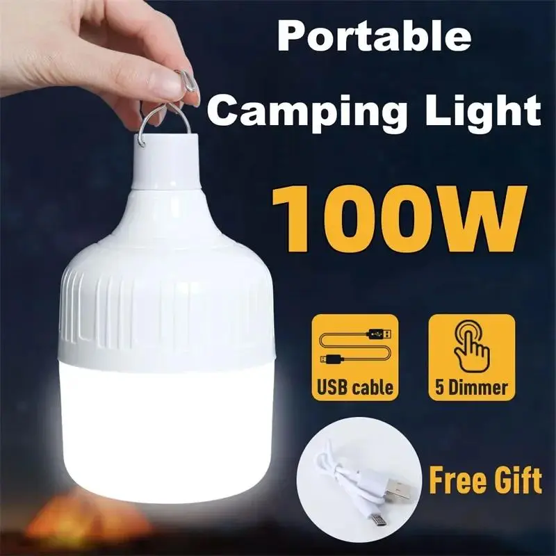 Mentol Lampu Mudah Alih USB Mentol Lampu Malam Boleh Dicas semula Lampu Perkhemahan Lampu Luaran, 40W, 80W, 100W, Lampu Kecemasan, Lampu Khemah Luaran Lampu Perkhemahan Luaran Camping Outdoor