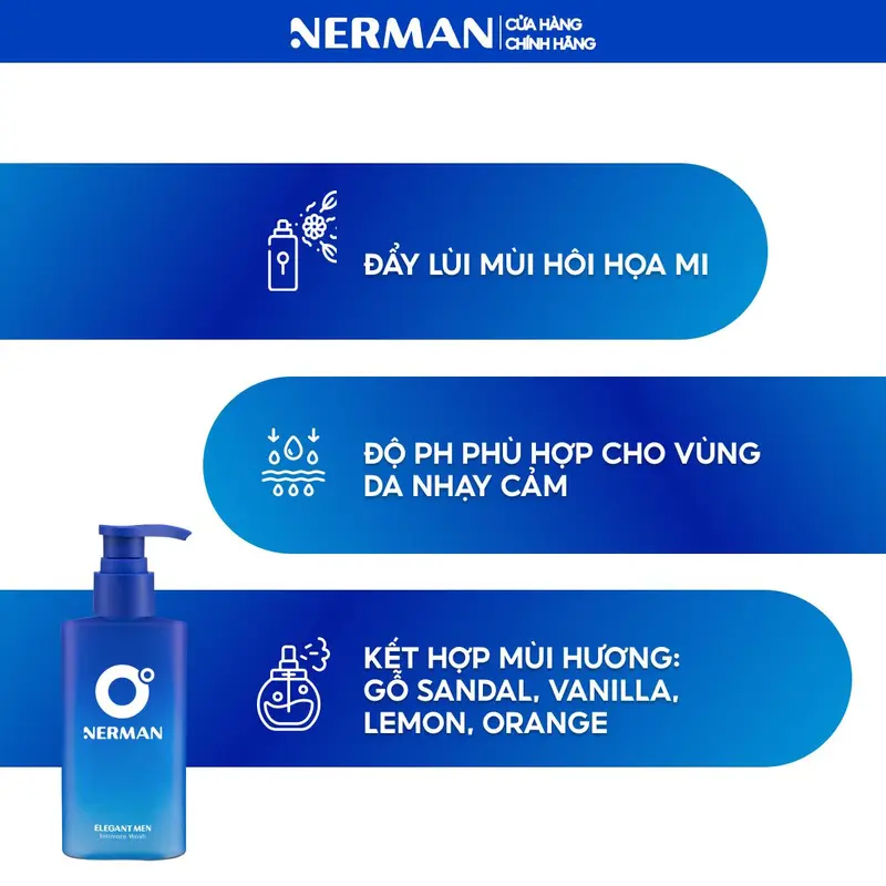 Combo lịch lãm Nerman - Sữa tắm gội cho nam 350ml & DDVS nam giới 100ml NER 5