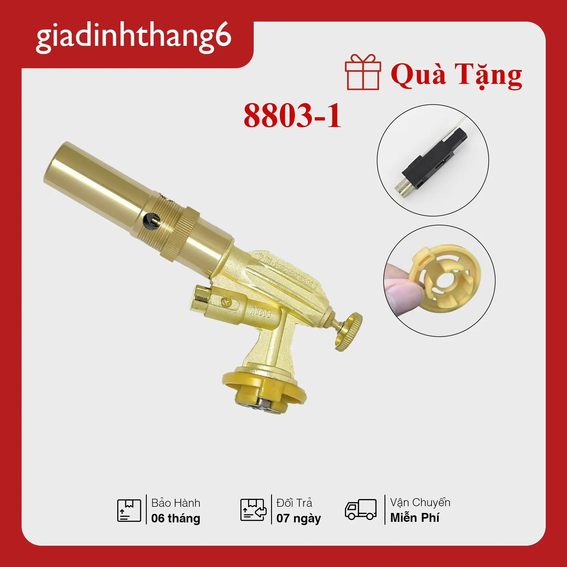 [8803-1] Khò ga đồng 8803-1, đầu khò ga tự động, độ bền cao, có hộp phụ kiện đi kèm, dễ dàng sử dụng, tiện ích trong gia đình khogas  dong
