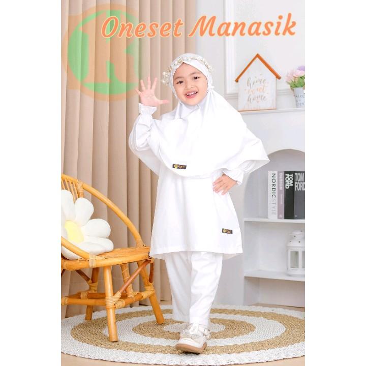 ONESET PUTIH MANASIK BY KHALID FASHION | Setelan Manasik Anak | Setelan Putih Anak Perempuan [4-14 tahun] 2